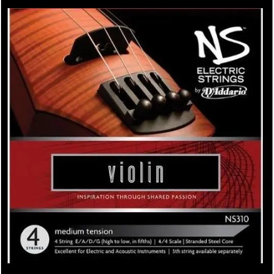 D'Addario Ns310 Electric Violin Strings – Nickel-Plated Steel, Medium Tension 1