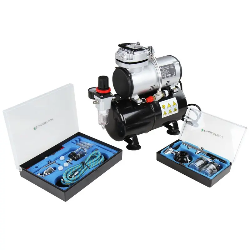 Dual-Airbrush Kit With Powerful Single-Piston Compressor – Abpst06 For Nail Art, Makeup, Tattoos, Hobby Painting & Studio Use 1