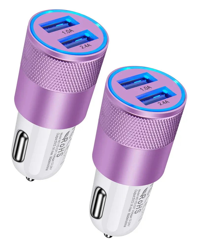 Dual-Port Car Usb Charger – 12V Cigarette Lighter Adapter For Iphone, Google & Android Devices 1