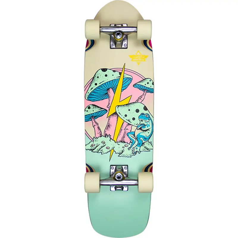 Dusters Fungi 29.5" Cruiser Longboard – Pink & Green Retro Art Deck 1
