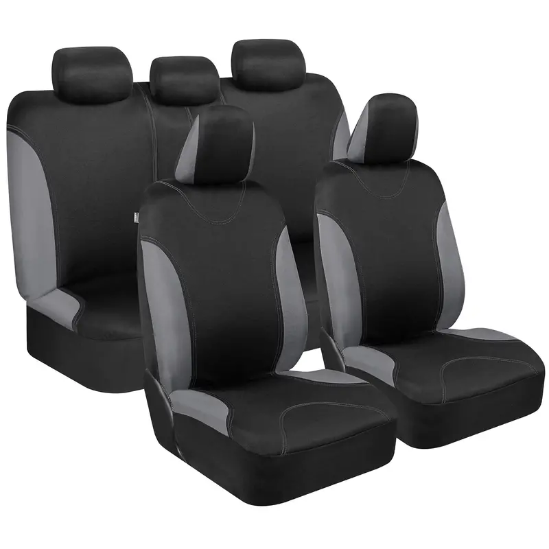 Elegant Split-Design Car Seat Cover Set – Includes 5 Headrest Covers For Front And Rear Bench Seats 1