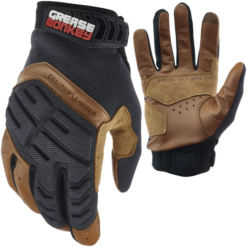 Gel-Pro Hybrid Leather Work Gloves With Impact Gel Palm & Touchscreen-Compatible Fingertips – Large 1