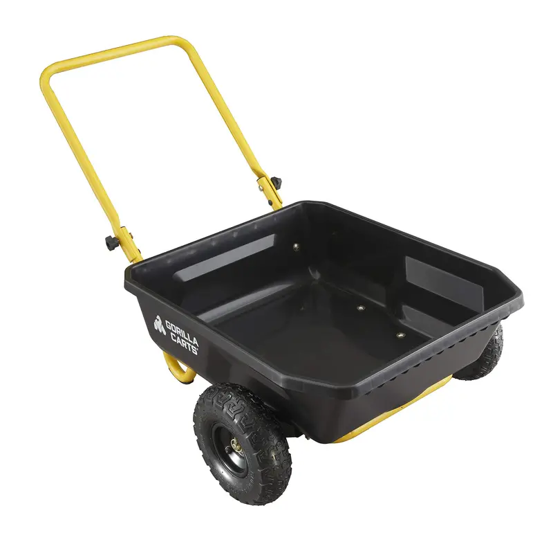 Gorilla Carts Gcr-4 Tipping Garden Cart – 2-Wheel Foldable Design, 4 Cu Ft, 300 Lb Capacity (Black/Yellow) 1