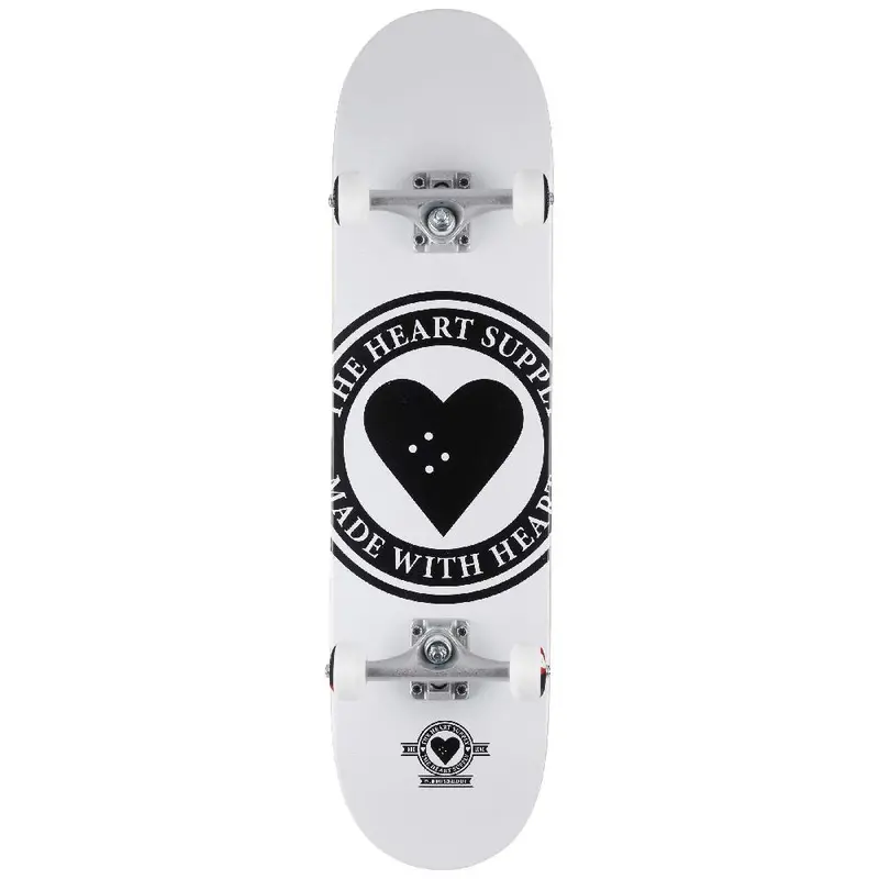 Heart Supply Badge Logo Skateboard – 8.0" White Deck 1