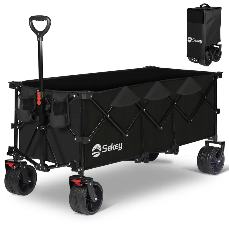 Heavy-Duty 48-Inch Folding Garden Cart – 420 Lb Load Capacity, 300-Liter Tray, All-Terrain Beach Wheels 1