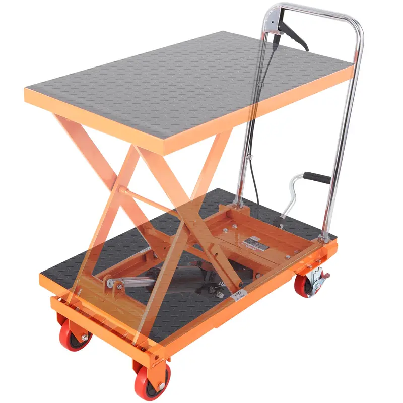 Hydraulic Scissor Lift Table Cart – 500-Lb Capacity, 28.5-Inch Max Lift Height, Non-Slip Pad & Four Swivel Casters 1