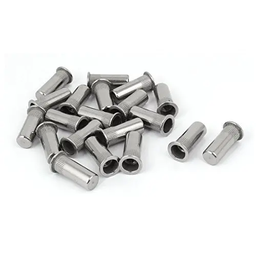 Iivverr M10 × 34 Mm Knurled Flat-Head Rivet Nut – Closed-End Stainless Steel Blind Insert (20-Pack) 1
