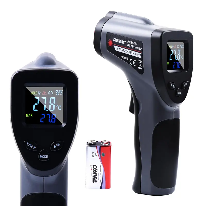 Industrial Ir Thermometer – Laser-Guided Surface Measurement, -50°C To 550°C, For Mold Detection, Hvac, And Environmental Monitoring 1