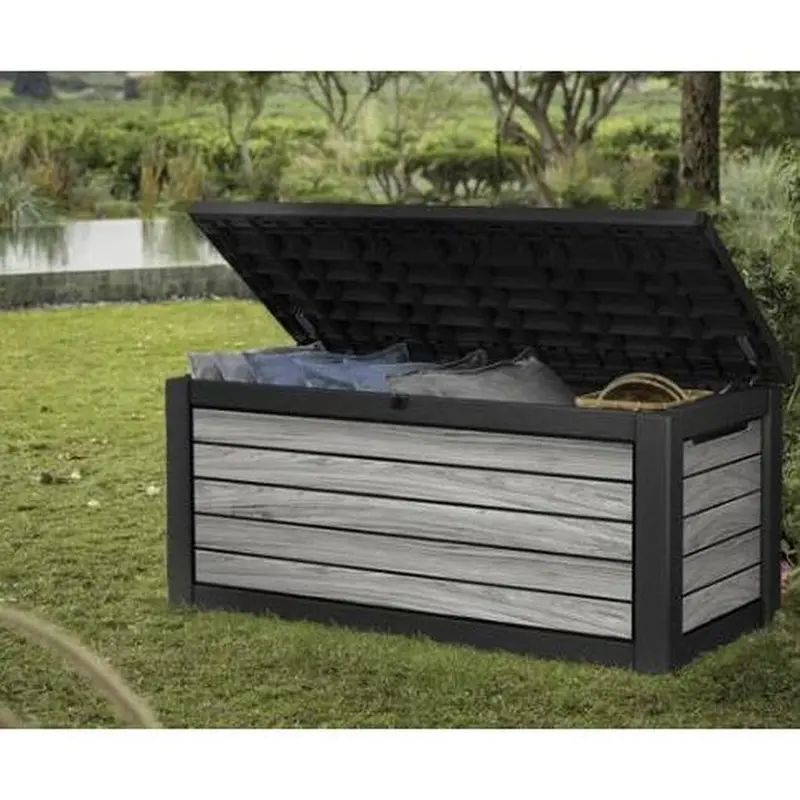 Keter Decocoat 165-Gallon Storm Grey Deck Storage Box 1