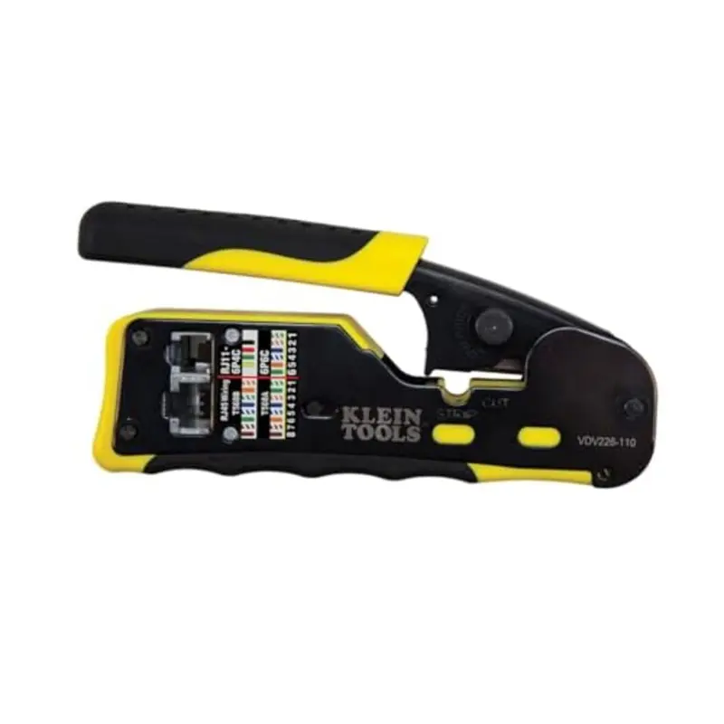 Klein Tools Vdv226-110 Ratchet Crimper – Modular Data Cable Tool For Rj11/Rj12/Rj45 Connectors With Built-In Stripper & Cutter 1
