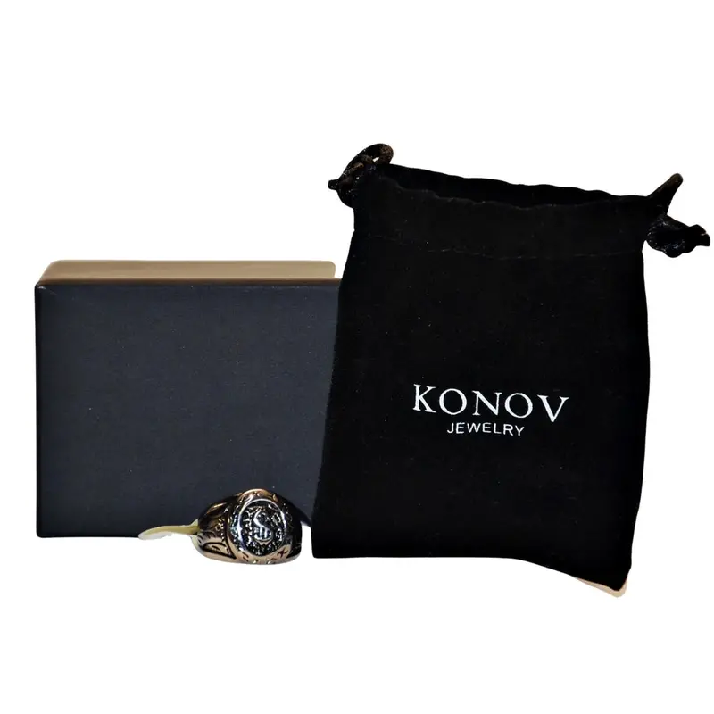 Konov Men’S Classic Dollar Sign Ring – Sterling Silver, Size 10 1