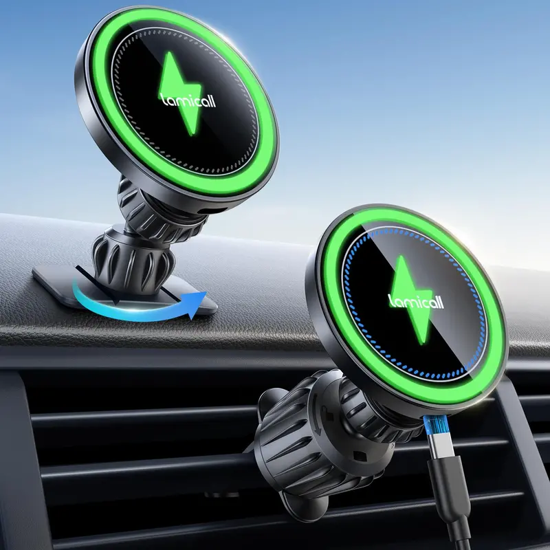 Lamicall Magsafe Wireless Car Charger – 15W Fast Charging With Smart Chip, 360° Dash & Vent Mount For Iphone 16/15/14/13/12 With Magsafe Case 1