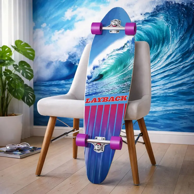 Layback Going Left 38-Inch Kicktail Longboard Complete 1