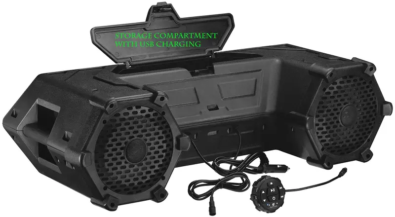 Led-Enhanced All-Weather Speaker System – 8-Inch Woofers, 1.5-Inch Tweeters, Built-In Amp & Bluetooth For 12V Vehicles 1