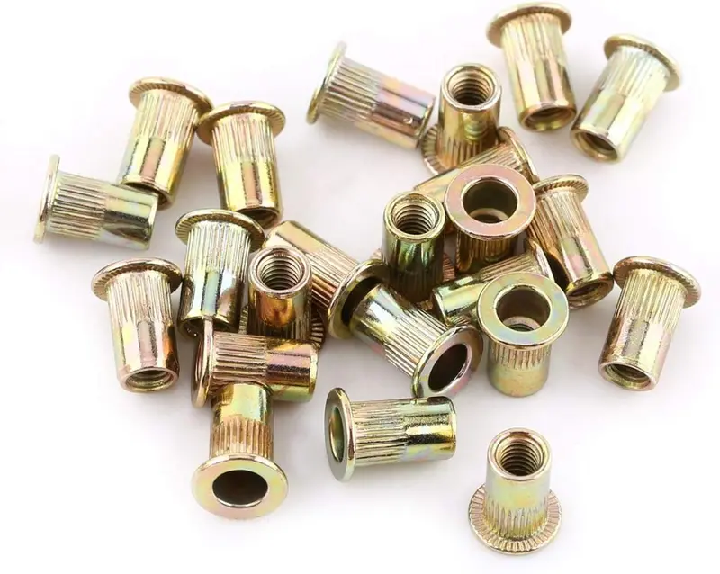 Liebewh M6 Blind Rivet Nut Pack – 100-Piece Carbon Steel Metric Threaded Inserts With Flat Head Design 1