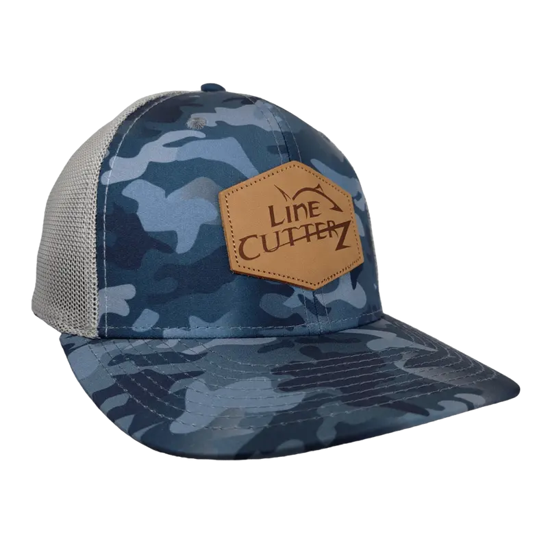 Line Cutterz A-Flex Camo Hat With Leather Patch – Adjustable Outdoor Cap 1
