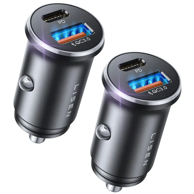 Lisen 54W Dual-Car Charger – All-Metal Pd 36W + Qc 18W Fast Charging For Iphone, Galaxy, Xiaomi & More 1