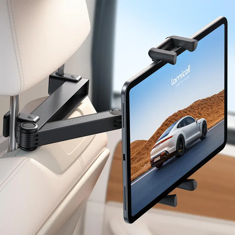 Locking Car Tablet Holder – Foldable Heavy-Duty Clamp Mount Works With Bulky Cases; Fits Ipads, Galaxy, Fire Hd & Tablets 4.7–13 Inches 1