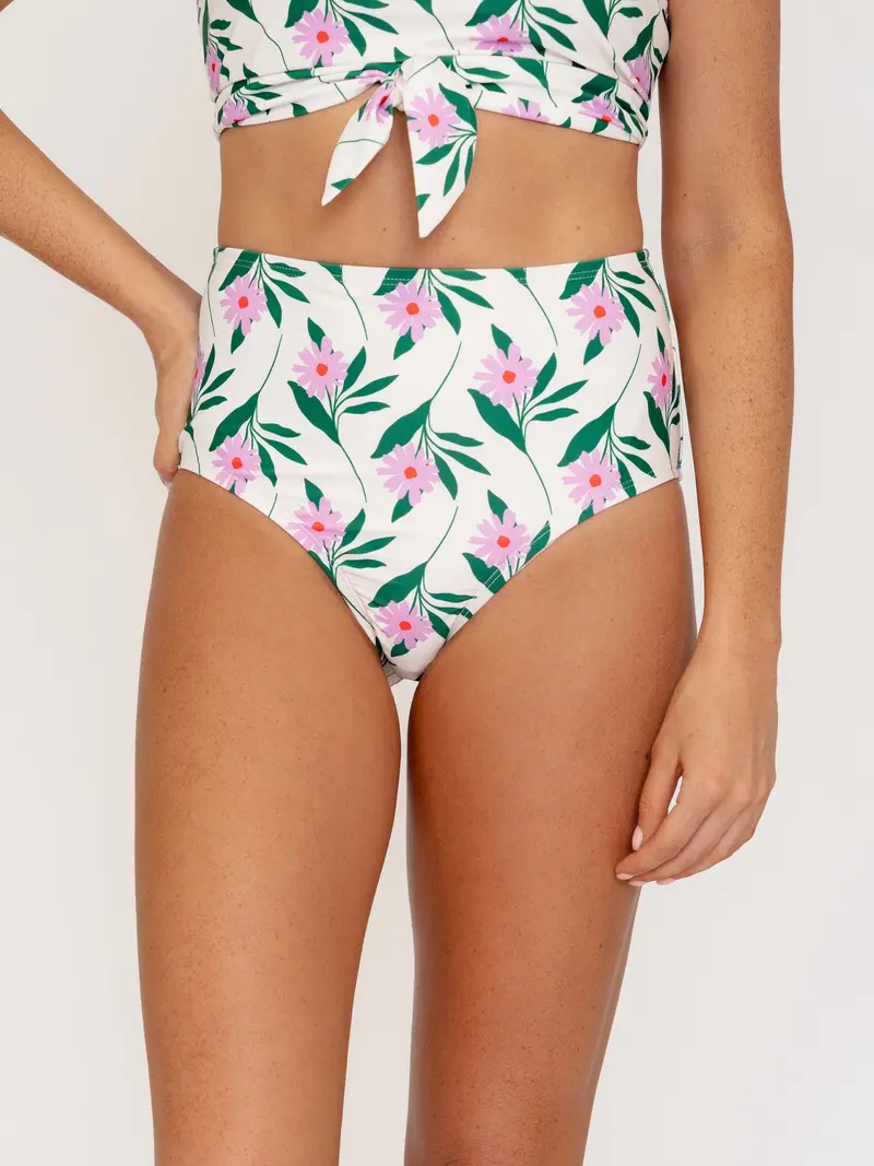 Lottie Print High-Waisted Swim Bottoms 1