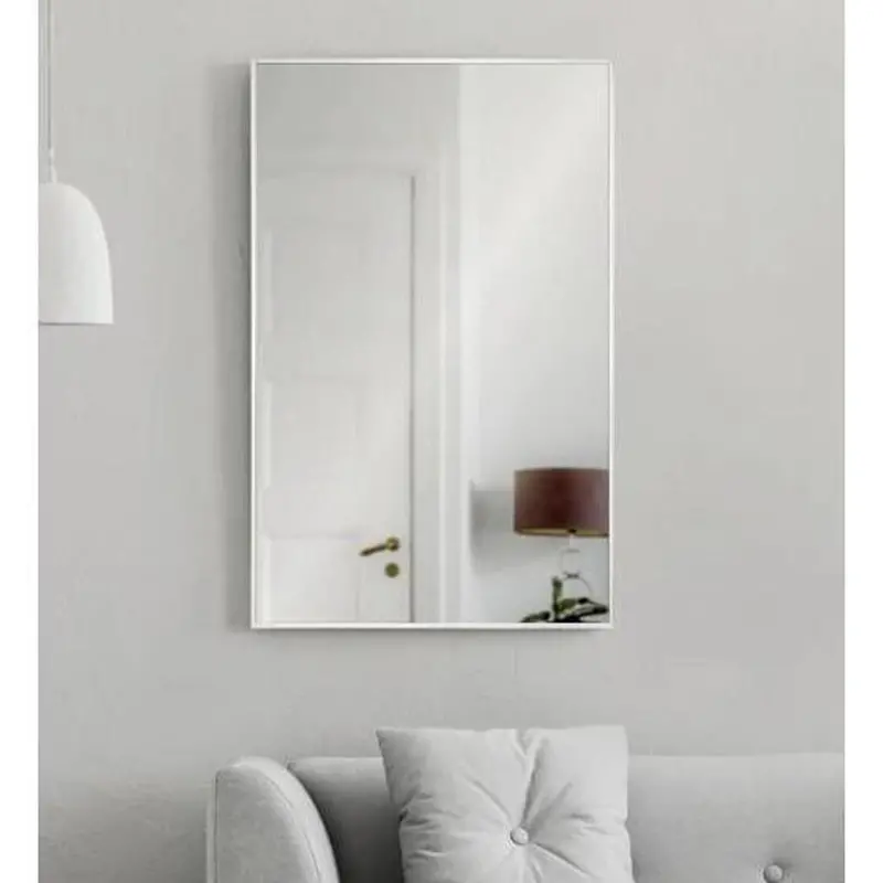 Mallory Rectangular Wall Mirror With Polished Stainless Steel Frame 1