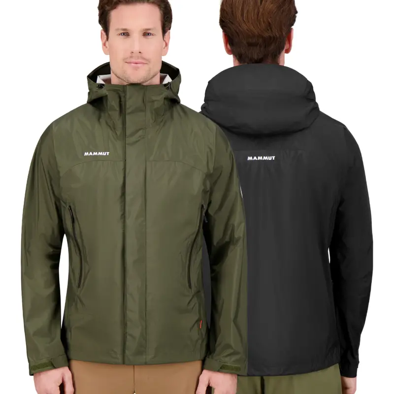 Mammut Microlayer 2.0 Hardshell Jacket – Men'S Asian-Fit Rain Shell, Dark Marsh Green & Black 1