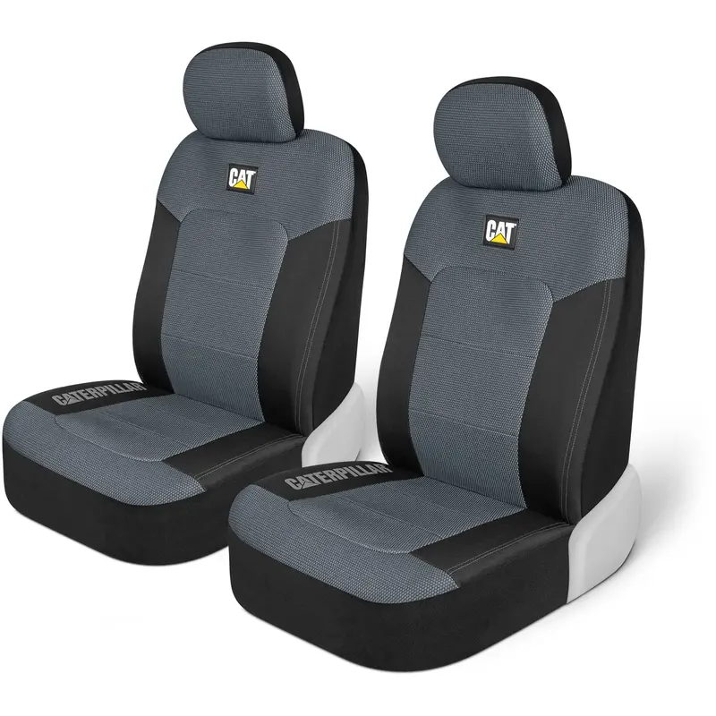 Meshflex Front Seat Covers – Gray Breathable Auto & Truck Seat Protectors With Mesh Back Support (2-Piece, Caterpillar) 1