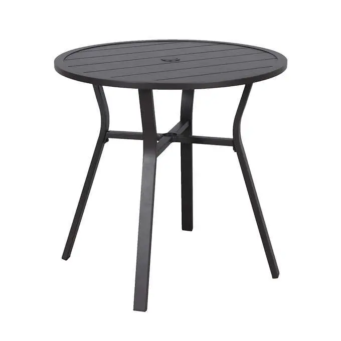 Modern Round Aluminum Bistro Table – Powder-Coated Black Finish 1