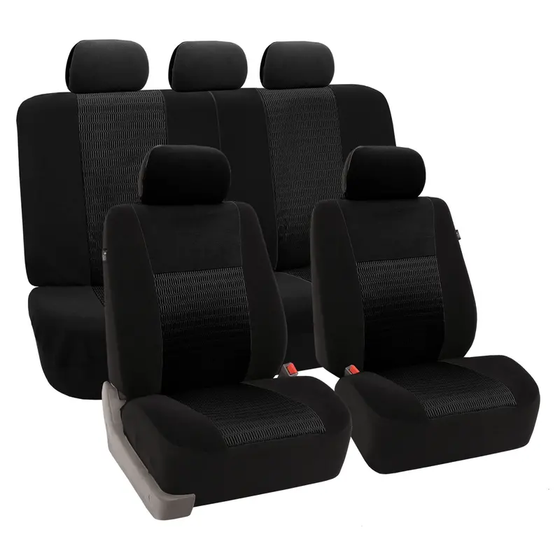 Modern Universal Car Seat Cover Set – Airbag-Compatible, Split-Rear Design For Most Cars, Trucks, Suvs & Vans (Black) 1