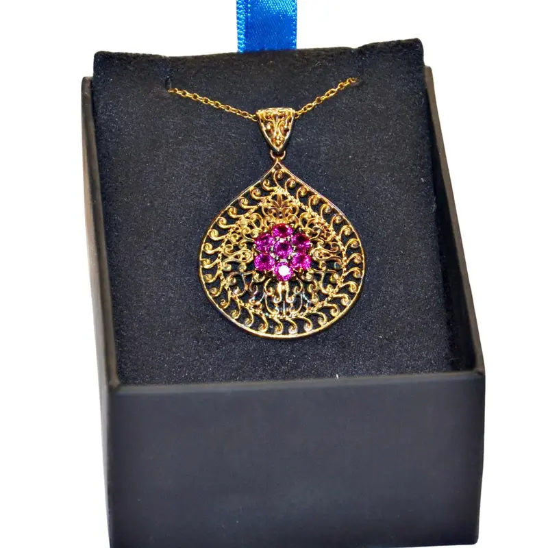 Morgan & Paige Evil Eye Teardrop Necklace – 18K Yellow Gold-Plated With Gemstone Accent 1