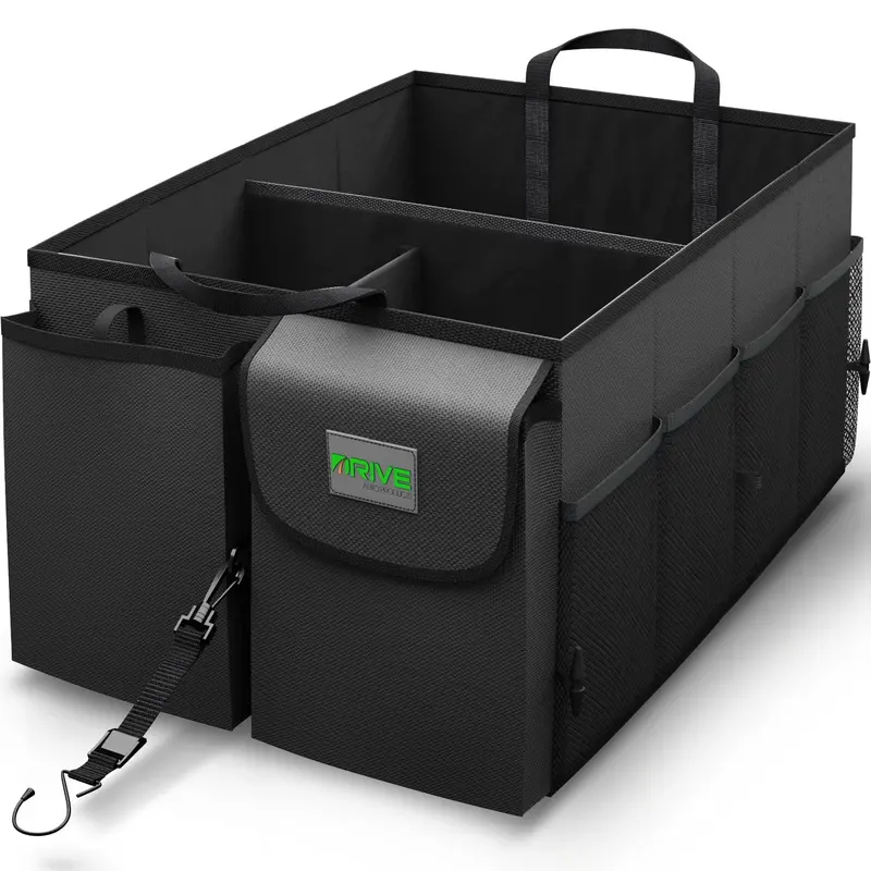 Multi-Compartment Foldable Trunk Organizer – Adjustable Strap System, Waterproof Construction, Unisex Design For Cars & Trucks (Black) 1