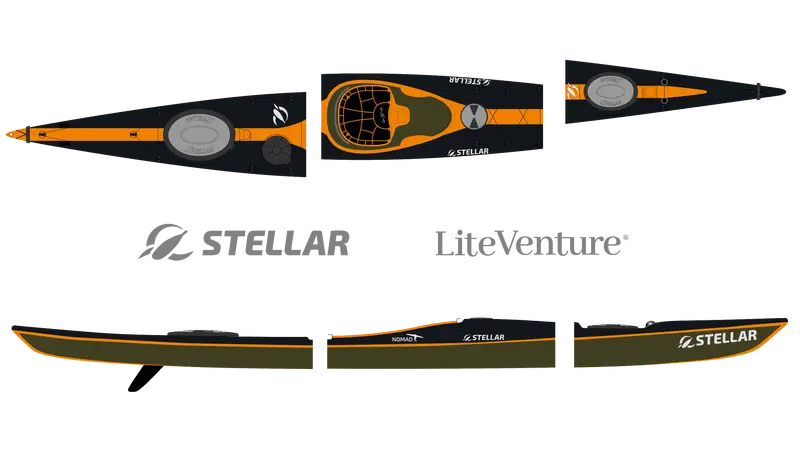 Nomad Modular Kayak – Multisport Plus Variant In Black, Orange, And Exposed Carbon 1
