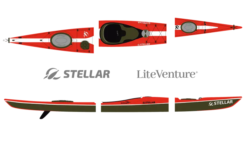 Nomad Modular Kayak – Multisport Plus Variant In Red, White, And Exposed Carbon 1