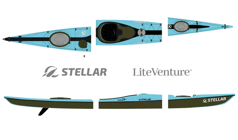 Nomad Modular Kayak – Multisport Plus Variant In Teal, Black, And Exposed Carbon 1