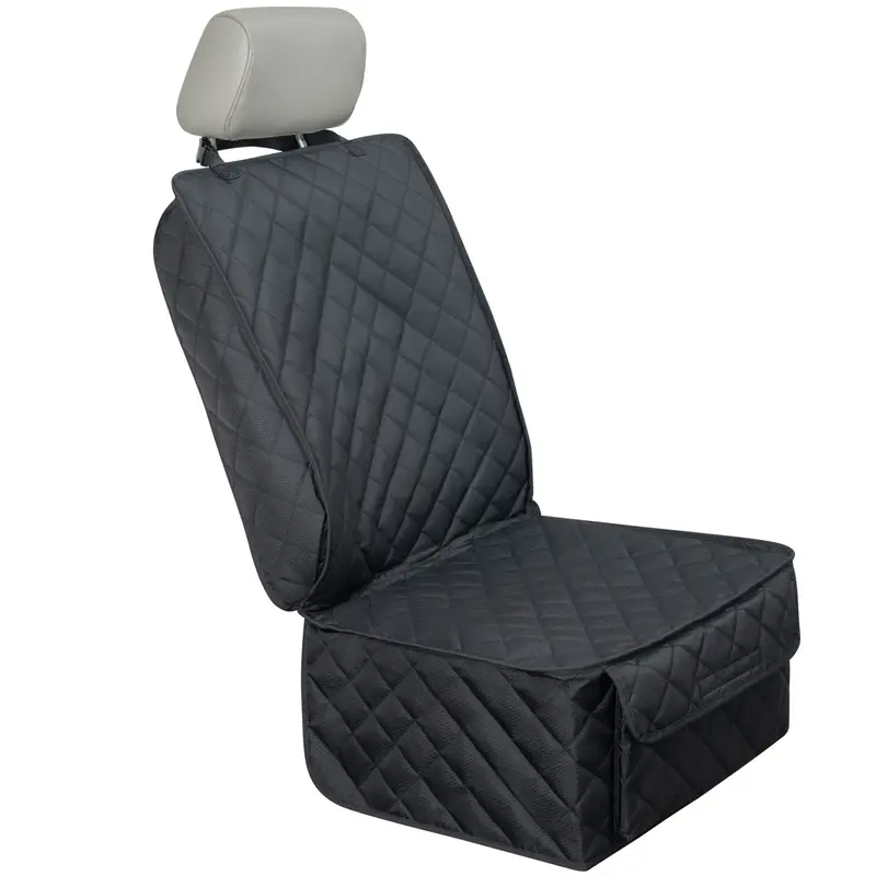 Non-Slip Dog Seat Cover For Front Seats – Full-Coverage, Side-Flap Protection, Universal Fit (45" L × 21" W, Black) 1