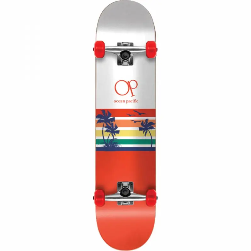 Ocean Pacific 8.0" White And Red Complete Skateboard 1