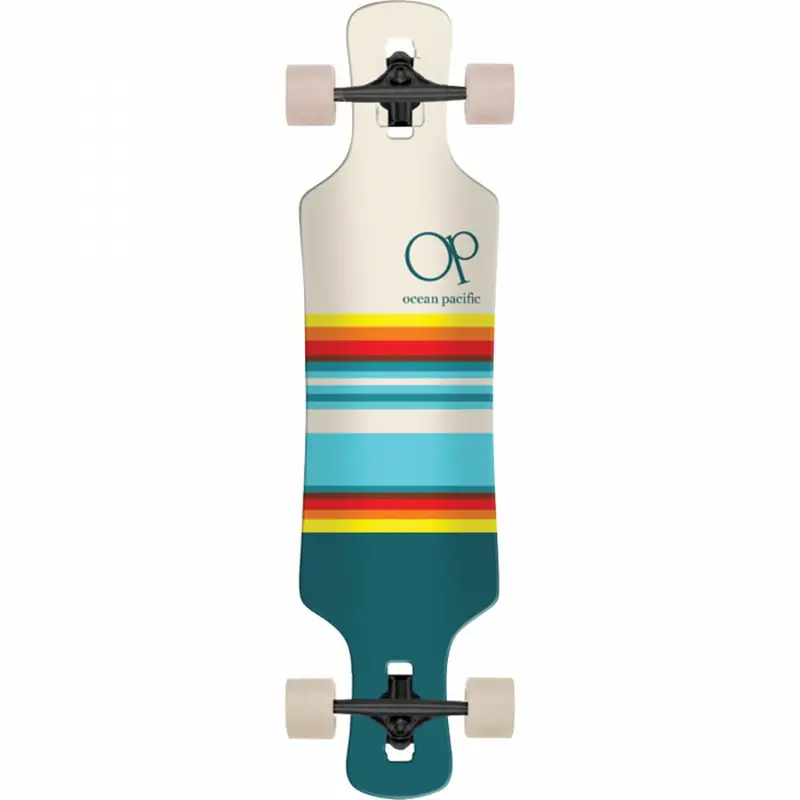 Ocean Pacific Swell 36" Drop-Through Longboard In Off-White And Teal 1
