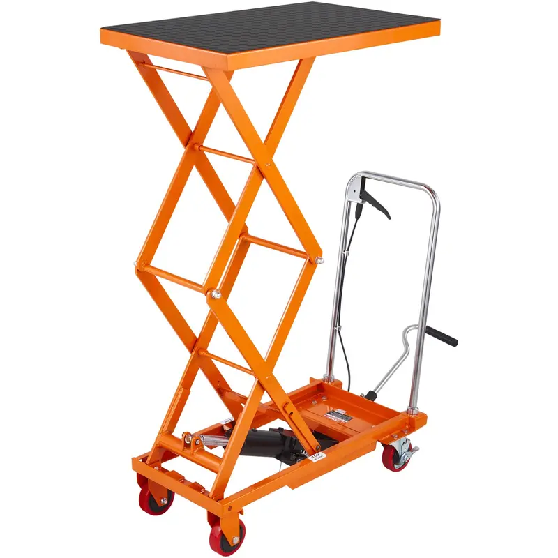 Orange Hydraulic Lift Table Cart – 350-Lb Capacity, 50-Inch Maximum Height, Four Casters & Non-Slip Deck 1