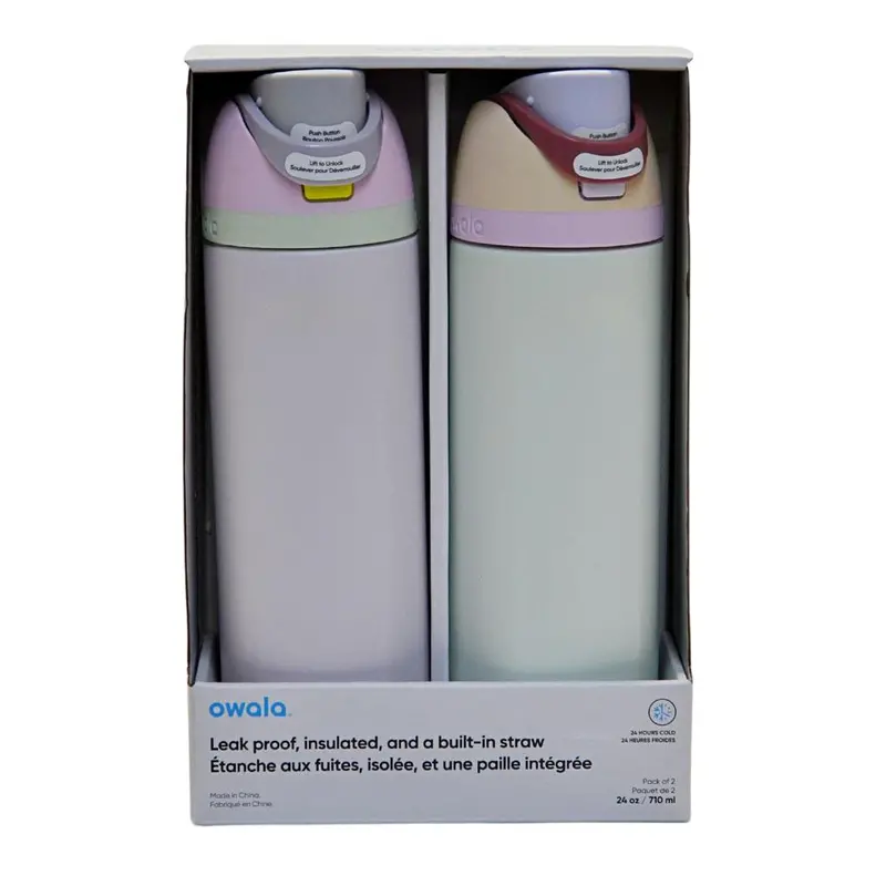 Owala Free-Sip 24 Oz Insulated Water Bottle Duo – Bpa-Free Vacuum-Sealed Hydration Set 1