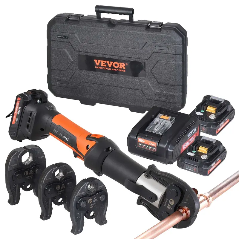 Professional 18V Electric Tube Press Tool – Multi-Size Jaw Kit (1/2", 3/4", 1") For Electrical Conduit & Copper Tubing 1