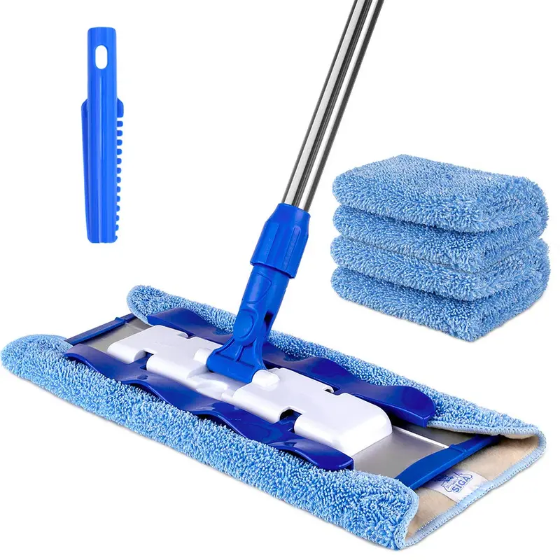 Professional Microfiber Mop System – Stainless Steel Handle, 42 Cm × 23 Cm Pad, Includes 2 Replacement Pads And Cleaner 1