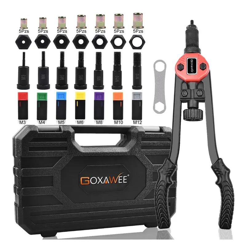 Professional Rivet Tool Kit – Manual Riveter With 7 Interchangeable Mandrels (M3–M12), 35 Rivets & Carrying Case 1
