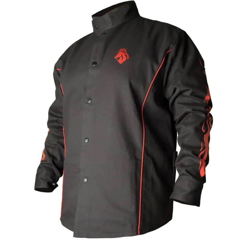 Red-Flame Graphic Cotton Welding Jacket – Flame-Retardant Workwear, Size Xl 1
