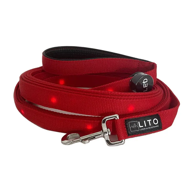 Red Light-Up Dog Leash – Reflective Glow Walking Lead For Low-Light Safety 2