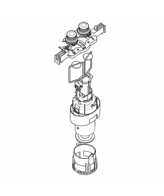 Regiplast/Oli Dual-Flush Pneumatic Mechanism Kit With Base & Control Plate For Césame Ce 71/Ce 72 (2016–2017) | Part No. Ce705P 1