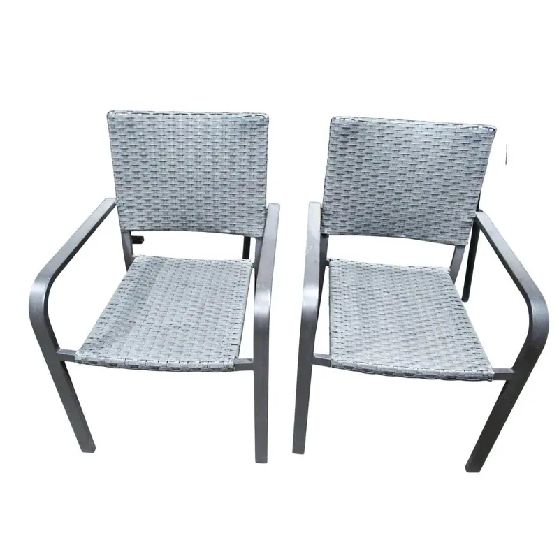 Set Of Two Stackable Wicker Dining Chairs 1
