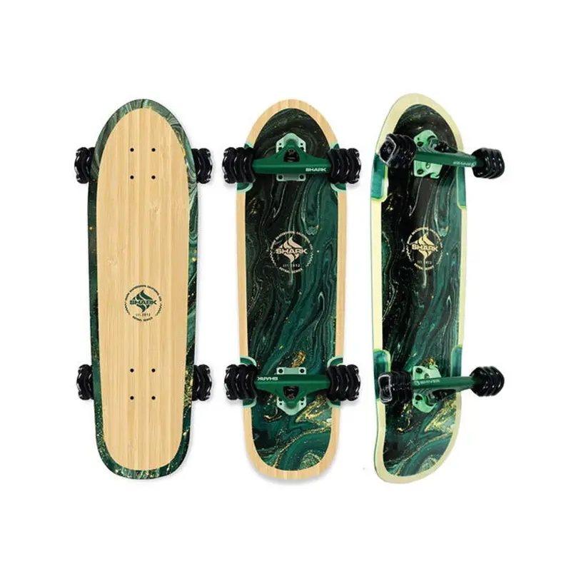 Shark Wheel Bamboo Swirl 31" Cruiser Skateboard – Natural Grain Aesthetic 1