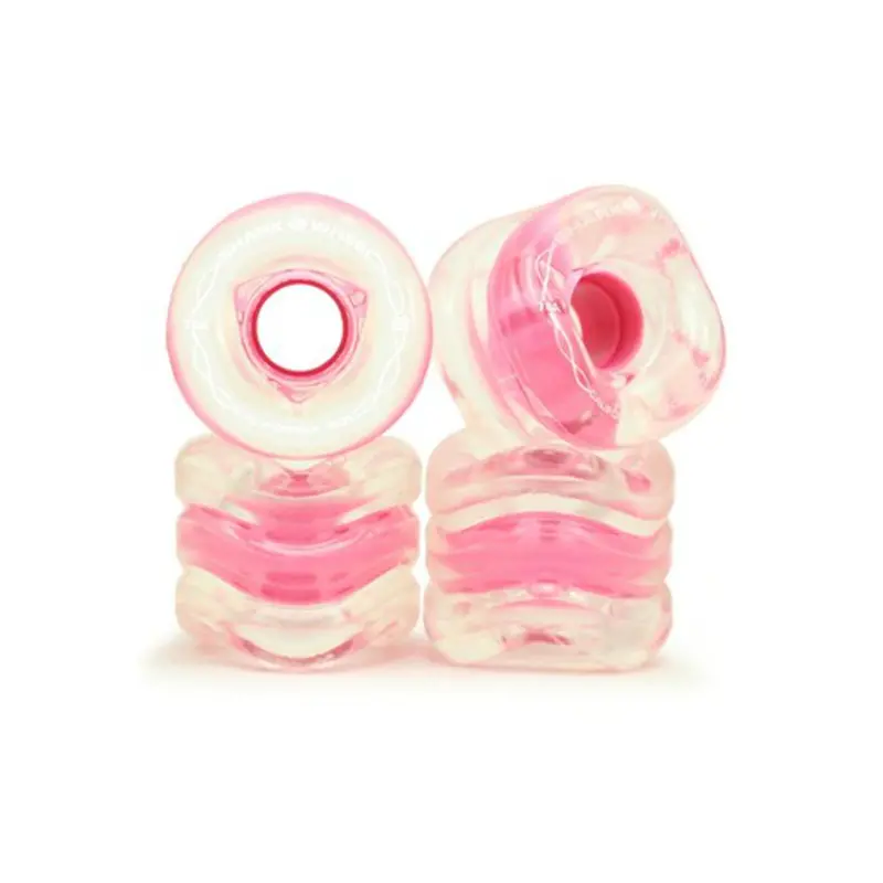 Shark Wheel California Roll 60Mm Clear Skateboard Wheels With Pink Hub (4-Pack) 1