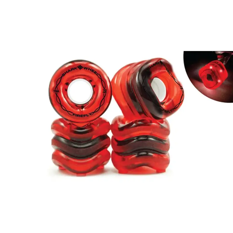 Shark Wheel Firefly 70Mm/78A Transparent Red Longboard Wheels With Red Leds 1