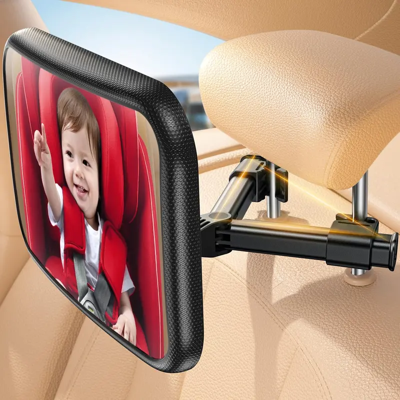 Shatterproof Baby Car Mirror – Triangular Safety Hook Design, 360° Adjustable Wide-Angle View For Rear-Facing Infants 1