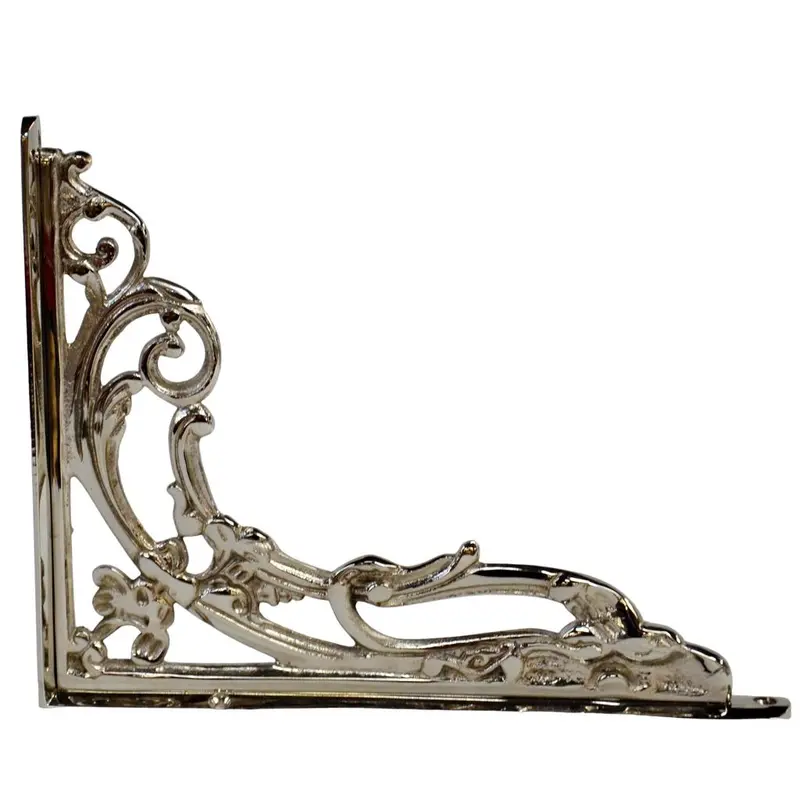 Signature Hardware Meadow Solid Brass Shelf Bracket – Polished Nickel Finish 1